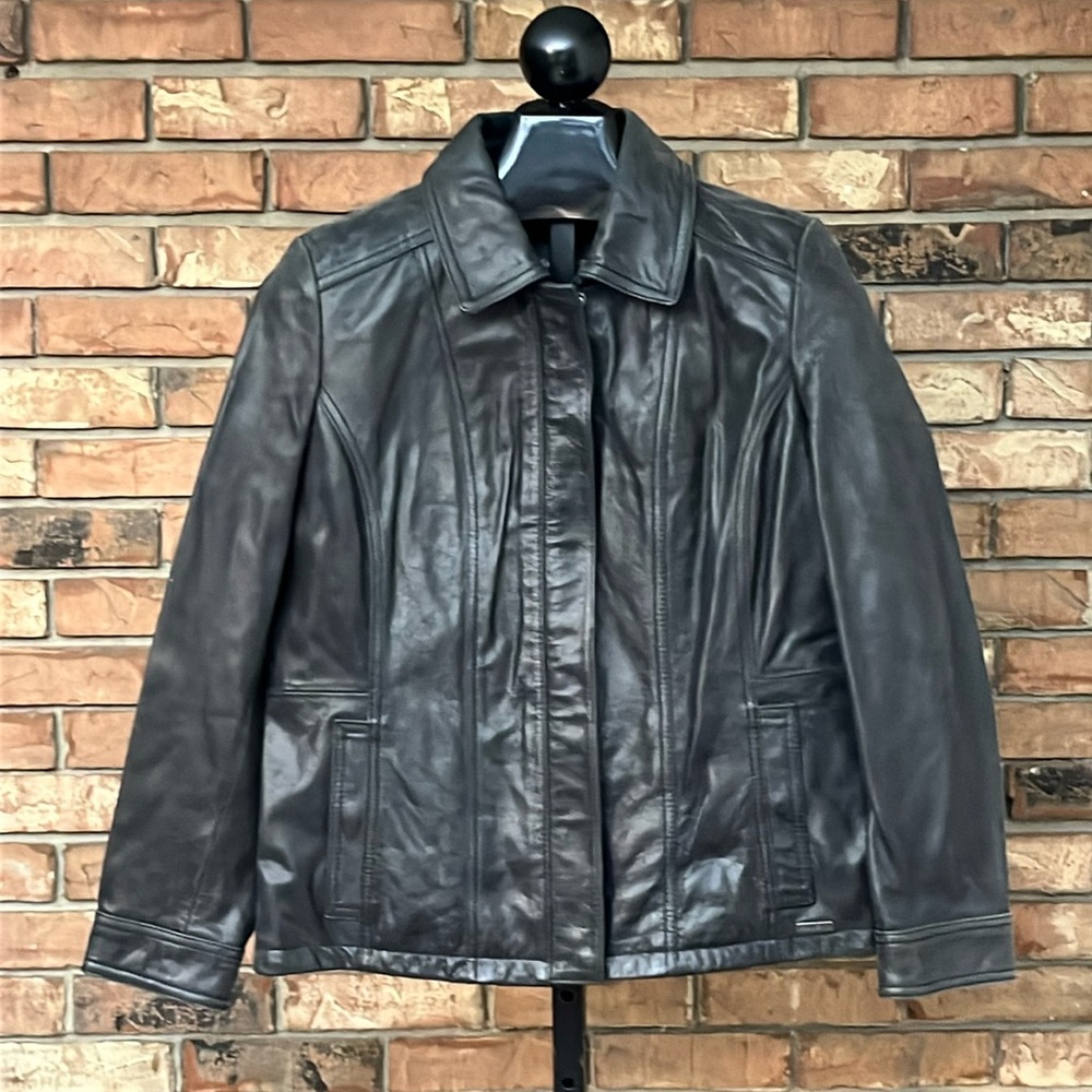 Eddie Bauer size petite large Genuine Buffalo Leather Jacket